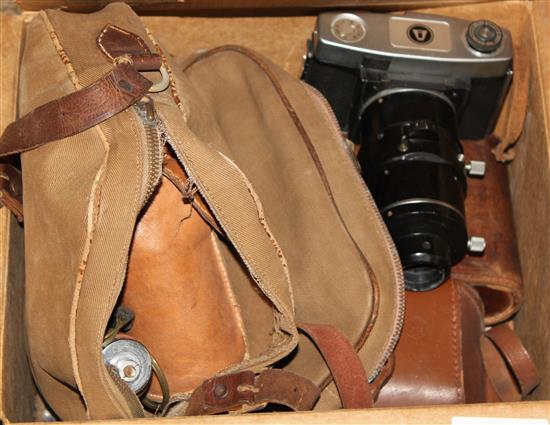 Collection of leather cased cameras